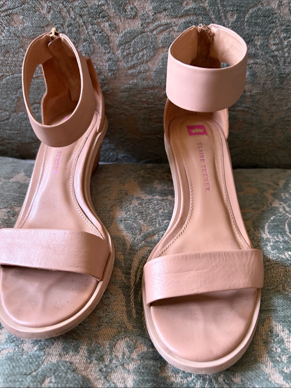 Elaine Turner Blush Pink Ankle-Strap Sandals - Picture 1 of 7
